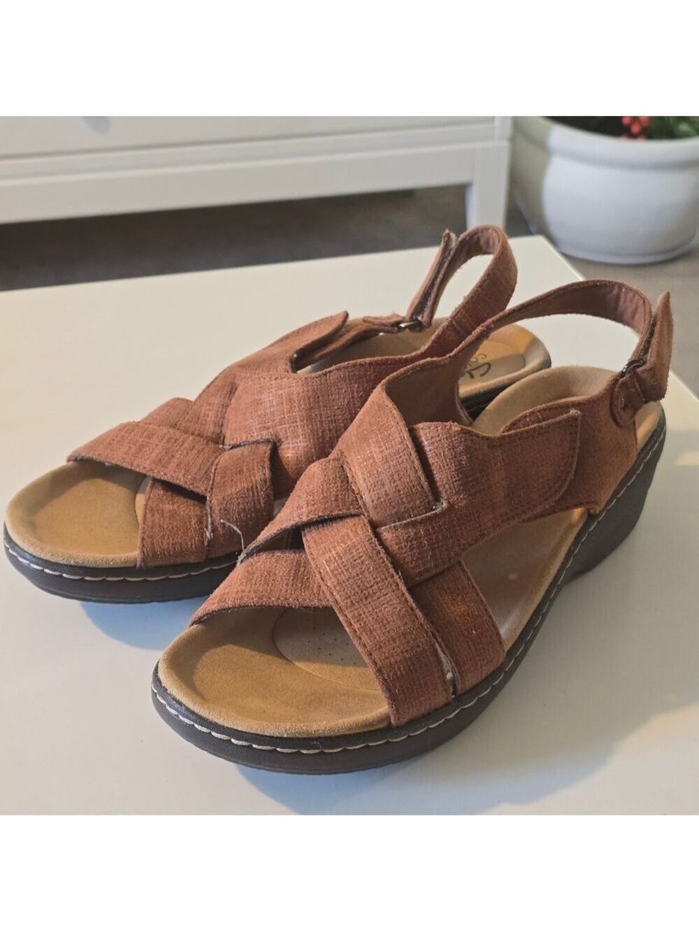 Clarks Merliah Tan Slingback Sandals 9.5 Wide